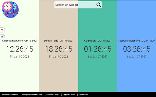 Horloge Mondiale Multifuseaux  from Chrome web store to be run with OffiDocs Chromium online