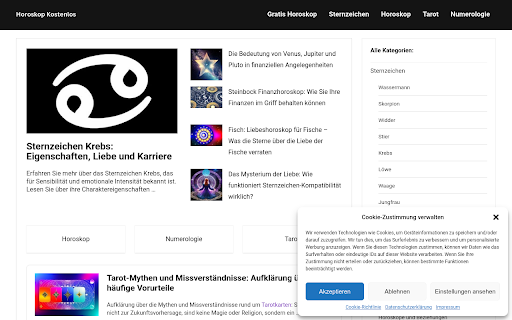 Horoskop kostenlos.de Background  from Chrome web store to be run with OffiDocs Chromium online