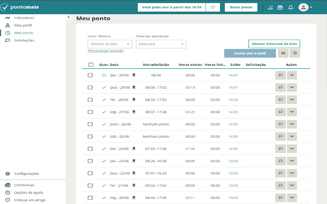 Horário de Saída Ponto Mais  from Chrome web store to be run with OffiDocs Chromium online