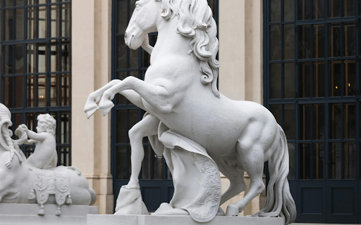 horse and a woman in front of a building  from Chrome web store to be run with OffiDocs Chromium online
