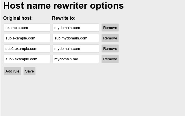 Host name rewriter  from Chrome web store to be run with OffiDocs Chromium online
