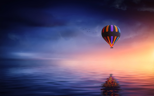 Hot air balloon flying over the sea  from Chrome web store to be run with OffiDocs Chromium online