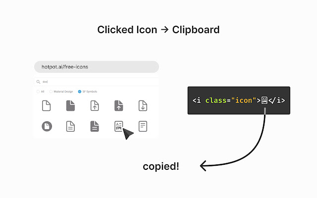 Hotpot Icon to Clipboard  from Chrome web store to be run with OffiDocs Chromium online