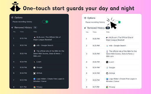 Houdini Pause recording history  from Chrome web store to be run with OffiDocs Chromium online