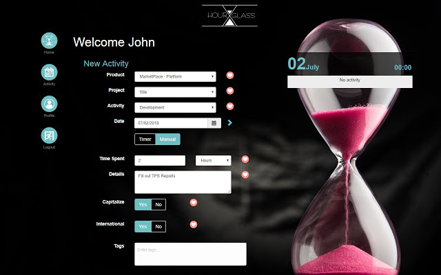 Hourglass in seconds  from Chrome web store to be run with OffiDocs Chromium online