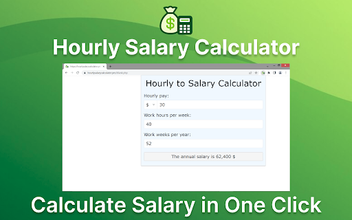 Hourly to salary calculator​  from Chrome web store to be run with OffiDocs Chromium online