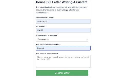 House Bill Letter Generator  from Chrome web store to be run with OffiDocs Chromium online
