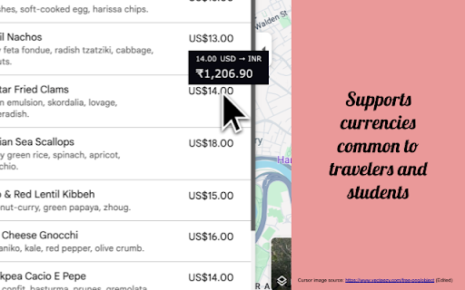 Hover Currency Converter  from Chrome web store to be run with OffiDocs Chromium online