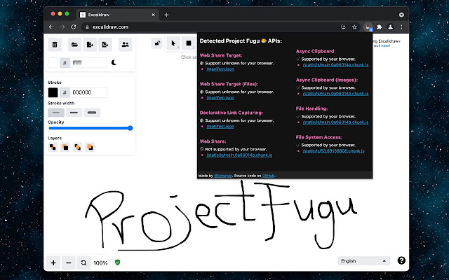 How Fugu is the Web?  from Chrome web store to be run with OffiDocs Chromium online
