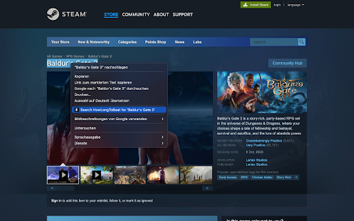 HowLongToBeat Context Menu  from Chrome web store to be run with OffiDocs Chromium online