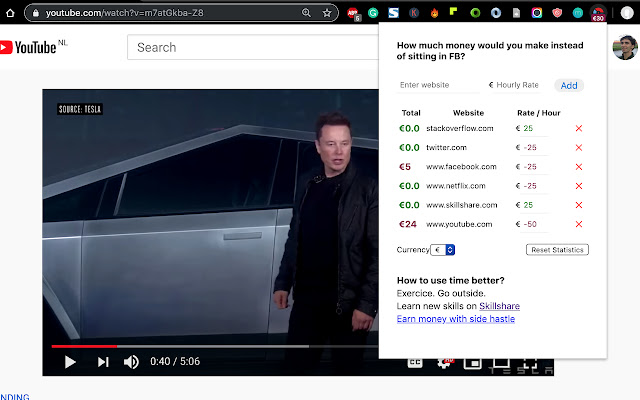 How much does my Facebook/Netflix time cost?  from Chrome web store to be run with OffiDocs Chromium online