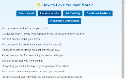 How to Love Yourself More?  from Chrome web store to be run with OffiDocs Chromium online