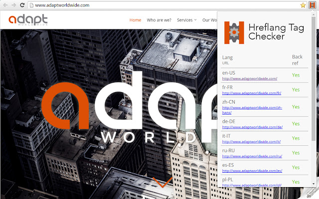 Hreflang Tag Checker  from Chrome web store to be run with OffiDocs Chromium online