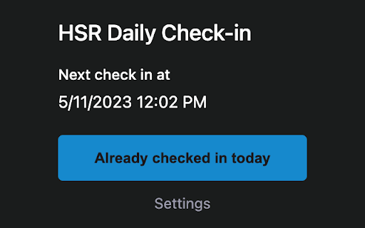 HSR Daily Check in  from Chrome web store to be run with OffiDocs Chromium online