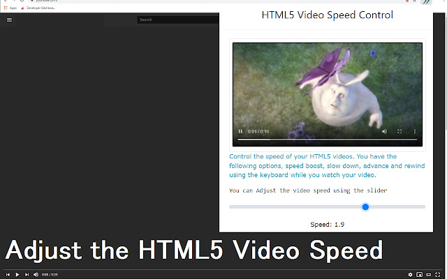 HTML5 Video Speed Control  from Chrome web store to be run with OffiDocs Chromium online
