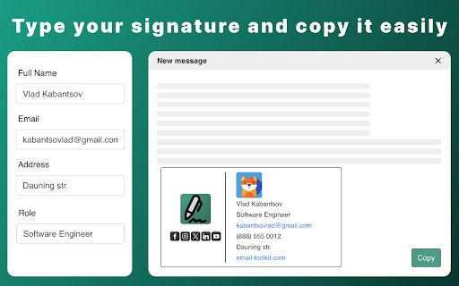 HTML Email Signature Generator  from Chrome web store to be run with OffiDocs Chromium online