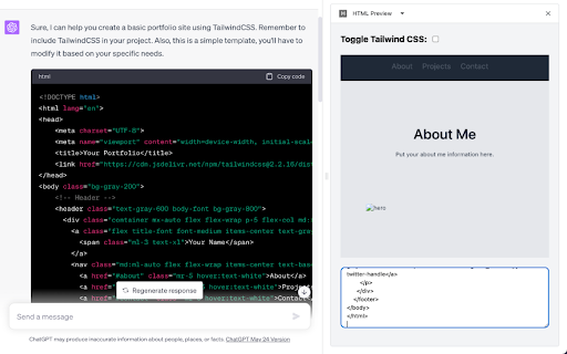 HTML Preview  from Chrome web store to be run with OffiDocs Chromium online