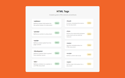 HTML Tags  from Chrome web store to be run with OffiDocs Chromium online