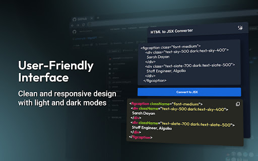 HTML to JSX  from Chrome web store to be run with OffiDocs Chromium online