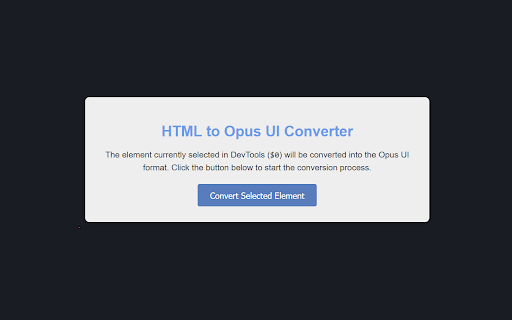 HTML to Opus UI Converter  from Chrome web store to be run with OffiDocs Chromium online