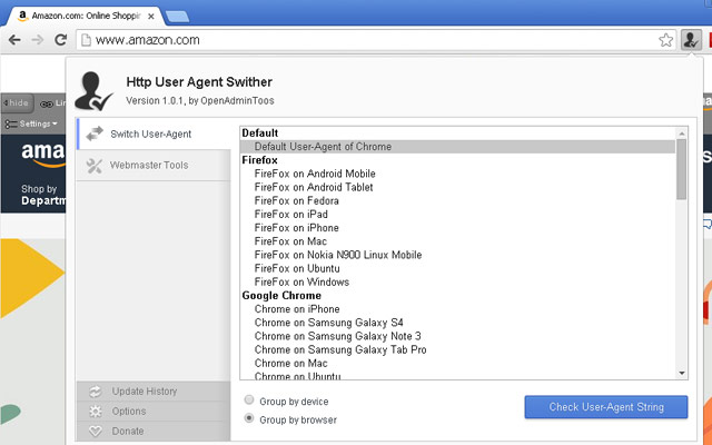 Http User Agent Switcher  from Chrome web store to be run with OffiDocs Chromium online