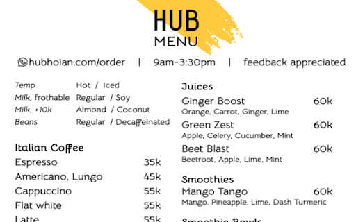 HUB Coworking Menu  from Chrome web store to be run with OffiDocs Chromium online