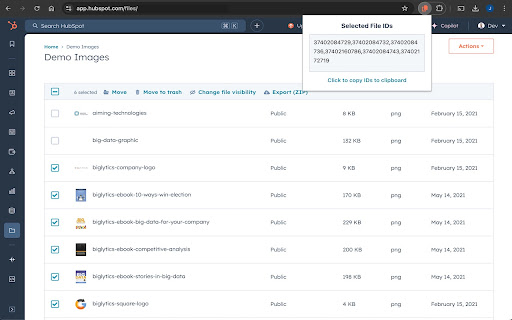 Hubspot File ID Extractor  from Chrome web store to be run with OffiDocs Chromium online