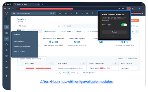 HubSpot Focus Mode  from Chrome web store to be run with OffiDocs Chromium online