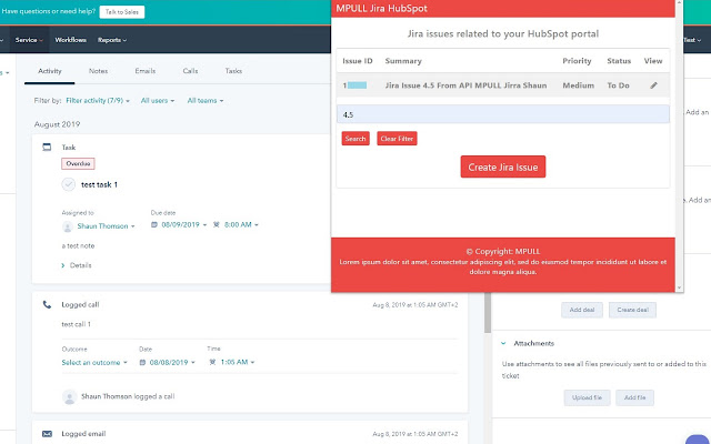 HubSpot Service Hub Jira Issues  from Chrome web store to be run with OffiDocs Chromium online