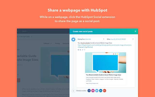 HubSpot Social  from Chrome web store to be run with OffiDocs Chromium online