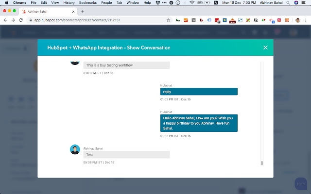 HubSpot + WhatsApp Integration  from Chrome web store to be run with OffiDocs Chromium online