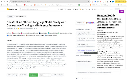 HuggingBuddy  from Chrome web store to be run with OffiDocs Chromium online