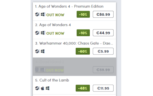 Humble Store Filters  from Chrome web store to be run with OffiDocs Chromium online
