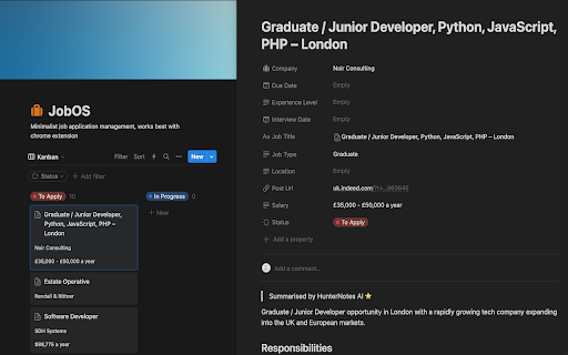 HunterNotes Job from Chrome web store to be run with OffiDocs Chromium online HunterNotes Job from Chrome web store to be run with OffiDocs Chromium online
