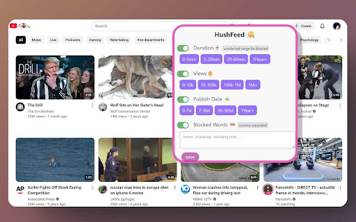 Hush Feed  from Chrome web store to be run with OffiDocs Chromium online