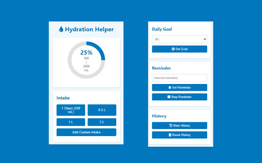 Hydration Helper  from Chrome web store to be run with OffiDocs Chromium online