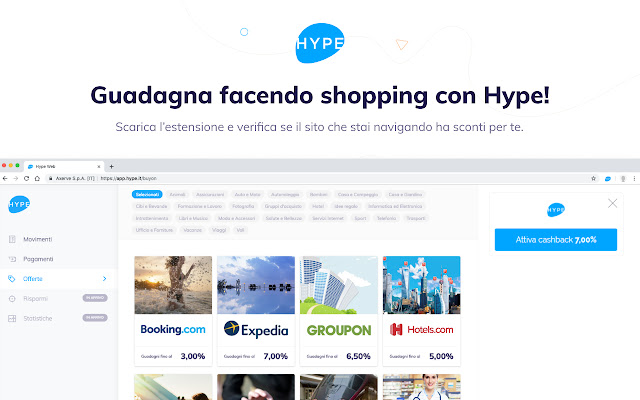 Hype Cashback  from Chrome web store to be run with OffiDocs Chromium online
