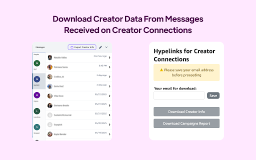 Hypelinks for Creator Connections  from Chrome web store to be run with OffiDocs Chromium online