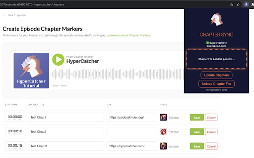 Hypercatcher ChapterSync  from Chrome web store to be run with OffiDocs Chromium online