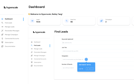 Hyperscale | Automate Outreach with AI  from Chrome web store to be run with OffiDocs Chromium online