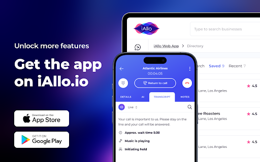 iAllo webrtc phone  from Chrome web store to be run with OffiDocs Chromium online