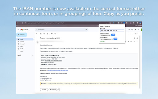 IBANify: IBAN Detector  Validator  from Chrome web store to be run with OffiDocs Chromium online