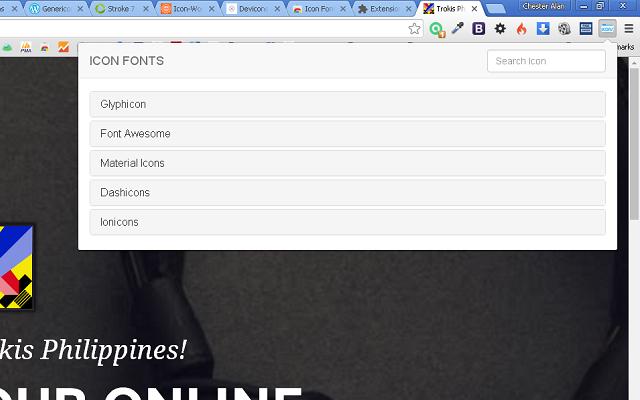 Icon Fonts  from Chrome web store to be run with OffiDocs Chromium online