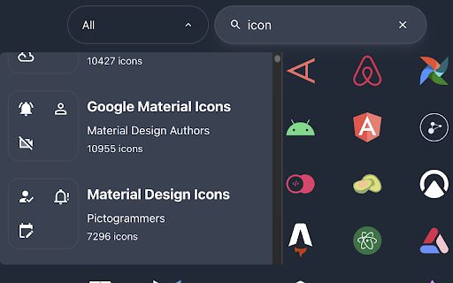 Iconify Search Extension  from Chrome web store to be run with OffiDocs Chromium online