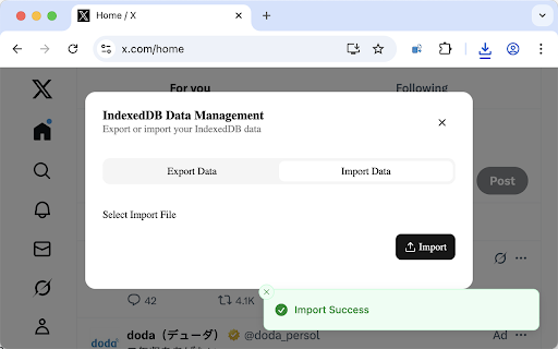 IDBPort  from Chrome web store to be run with OffiDocs Chromium online