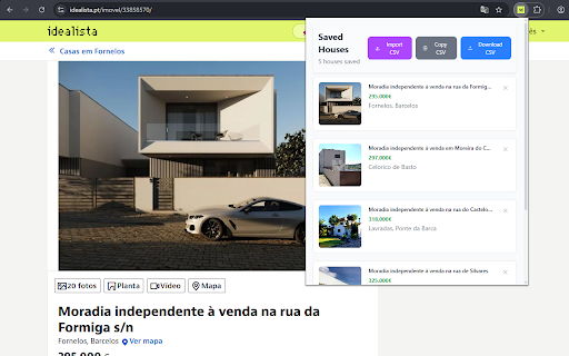 Idealista House Tracker  from Chrome web store to be run with OffiDocs Chromium online