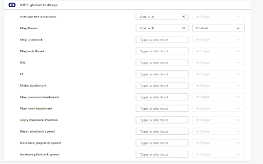 IDES global hotkeys  from Chrome web store to be run with OffiDocs Chromium online