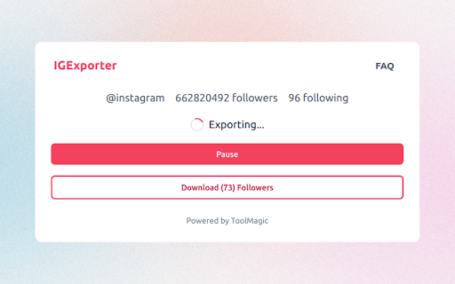 IExporter Follower Export Tool  from Chrome web store to be run with OffiDocs Chromium online