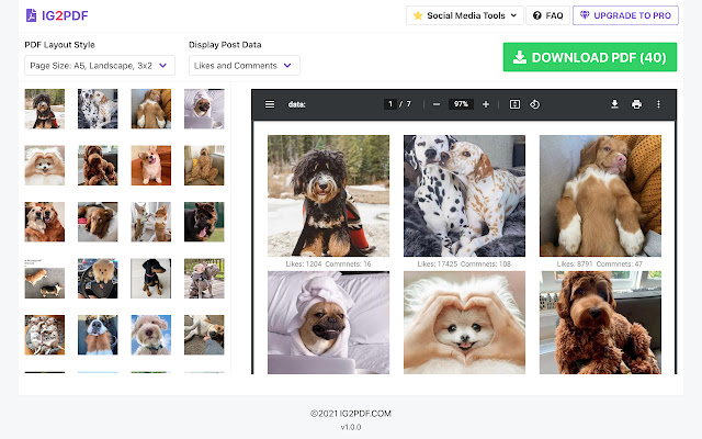 IG2PDF Save Instagram Post to PDF File  from Chrome web store to be run with OffiDocs Chromium online