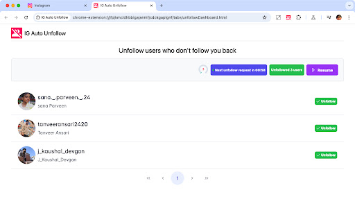 IG Auto Unfollow  from Chrome web store to be run with OffiDocs Chromium online